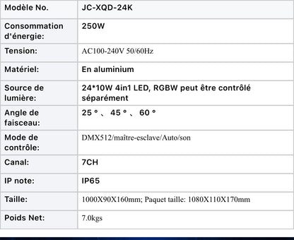 Barre led Wash IP65 24*10w